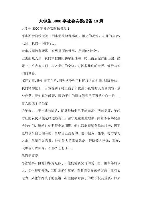 大学生3000字社会实践报告
