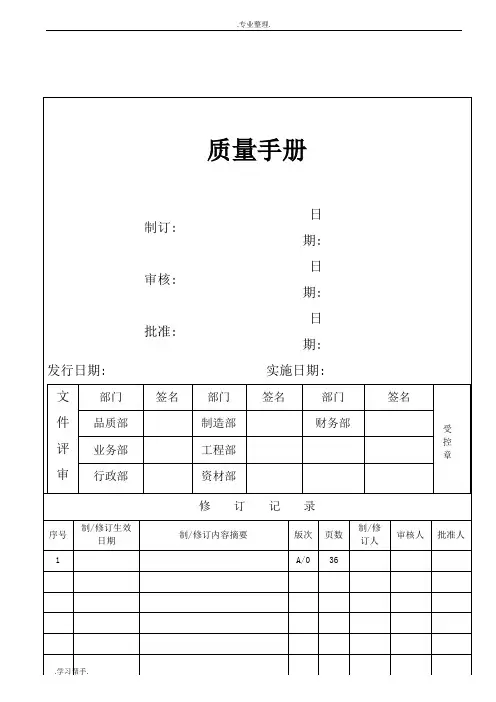 ISO9001_2015质量体系管理手册全套