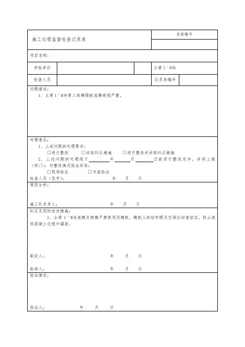 施工过程监督检查记录表-模板
