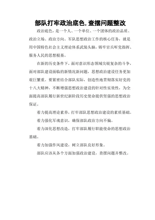 部队打牢政治底色-查摆问题整改
