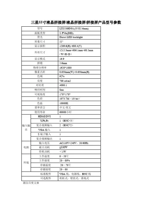 三星55寸液晶拼接屏参数产品型号规格_液晶拼接参数