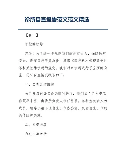 诊所自查报告范文范文精选