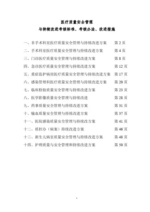 2016年医疗质量安全管理与持续改进考核标准考核办法改进措施