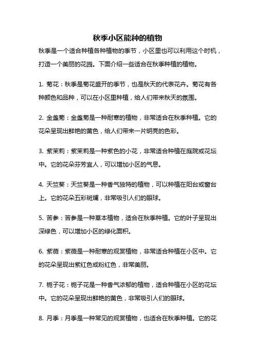 秋季小区能种的植物