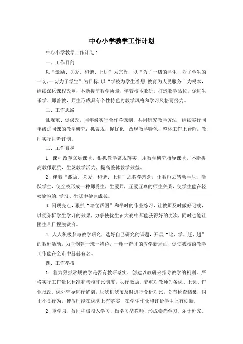 中心小学教学工作计划