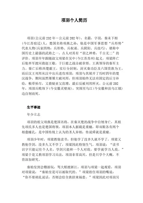 项羽个人简历