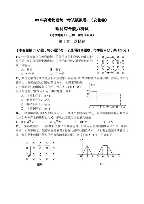 09年高考物理统一考试模拟卷61
