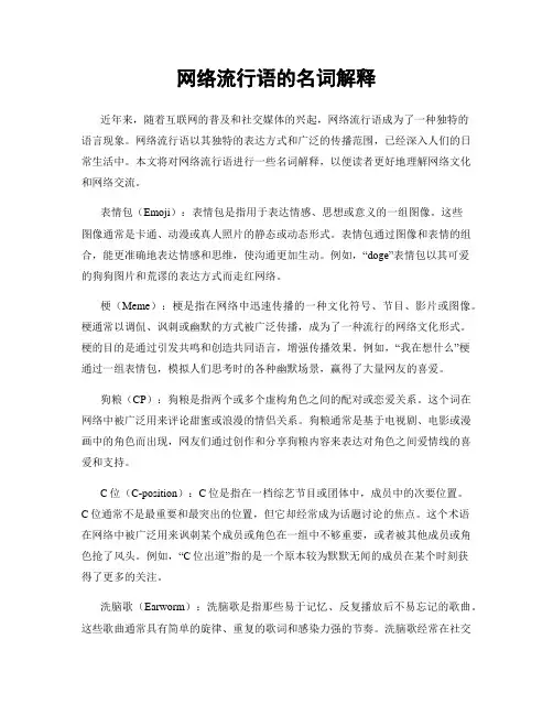 网络流行语的名词解释