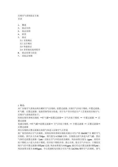 压缩空气系统验证方案