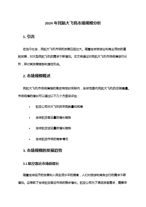 2024年民航大飞机市场规模分析