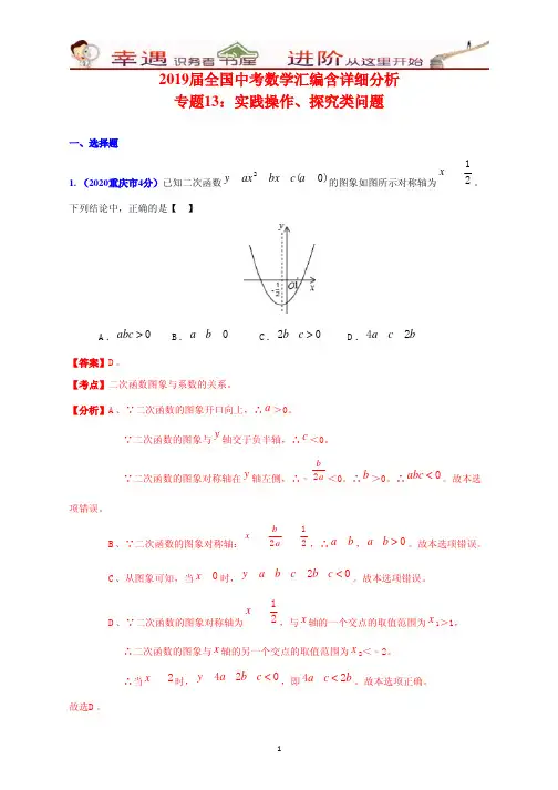 2019届全国中考数学汇编含详细分析13：实践操作、探究类问题