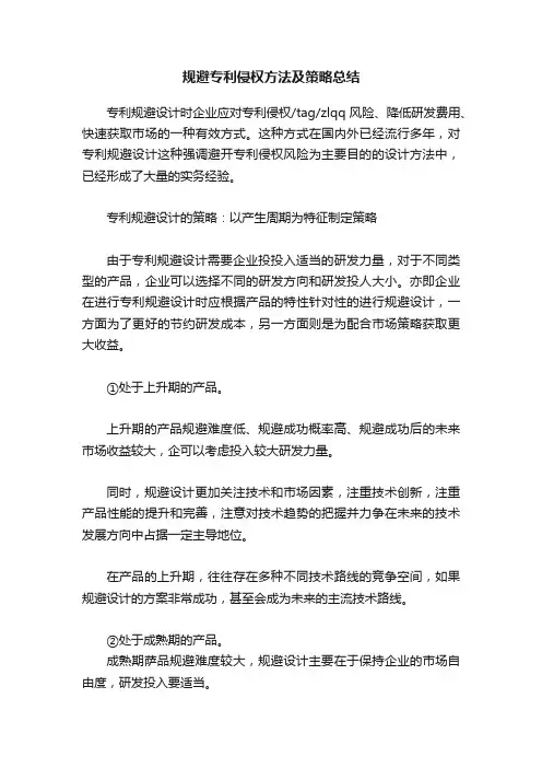 规避专利侵权方法及策略总结