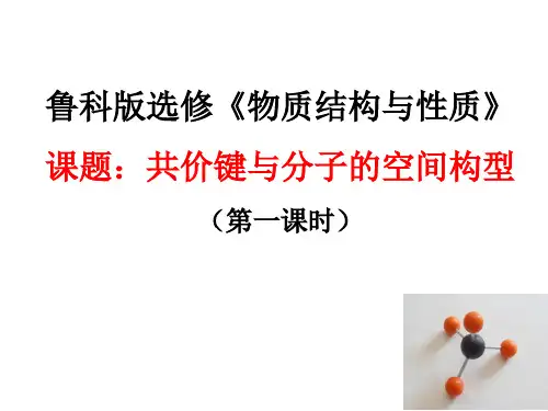 高中化学鲁科版 选修三 2.2 共价键与分子的立体构型(共18张PPT)