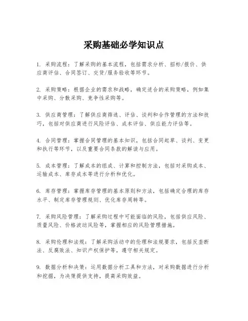 采购基础必学知识点