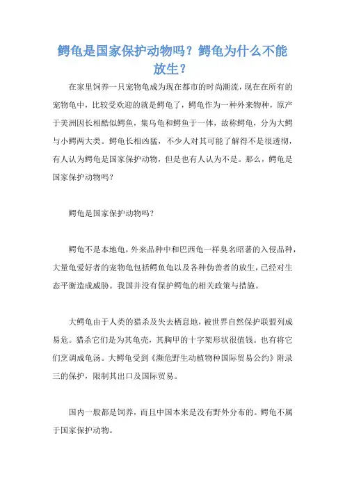 鳄龟是国家保护动物吗？鳄龟为什么不能放生？