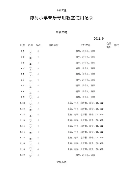 陈河中心小学音乐教室使用记录之令狐文艳创作