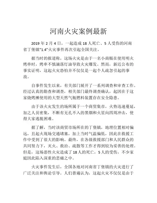 河南火灾案例最新