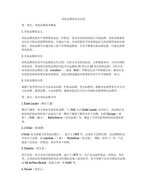 美妆品牌知识点总结