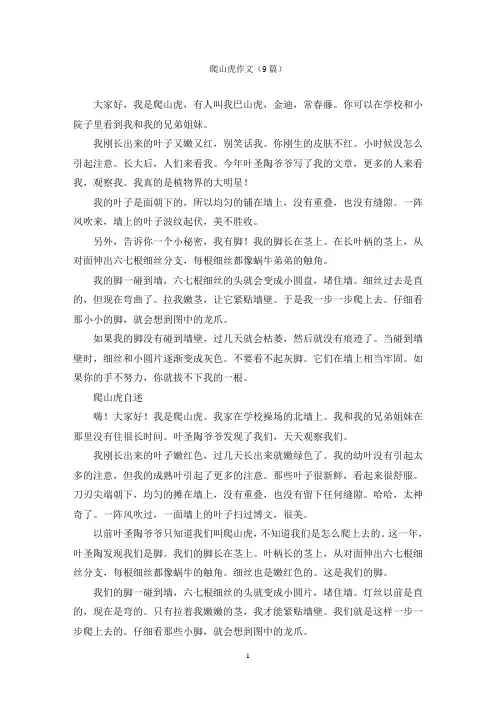 爬山虎作文(9篇)
