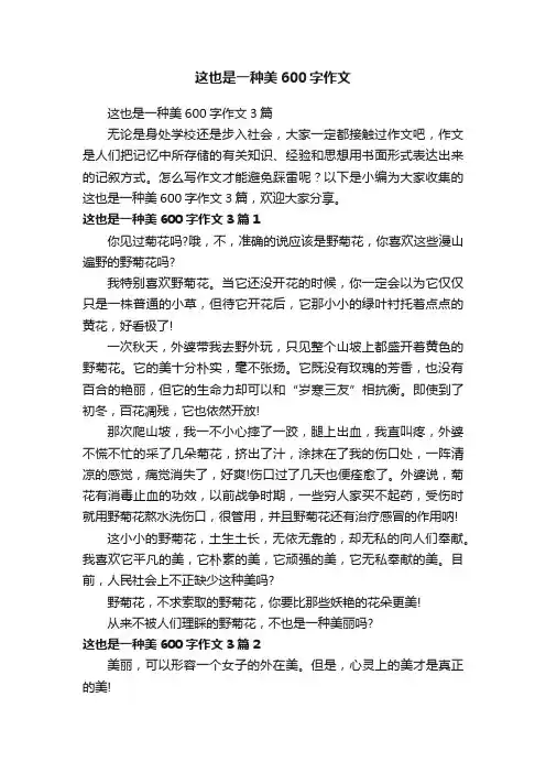 这也是一种美600字作文