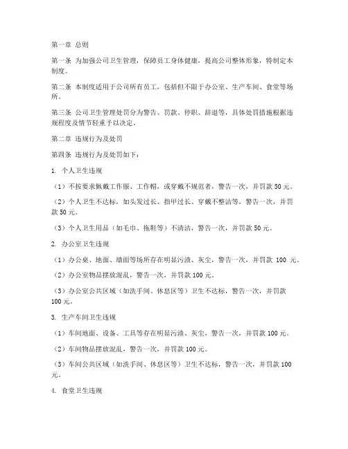 公司卫生管理制度处罚范文