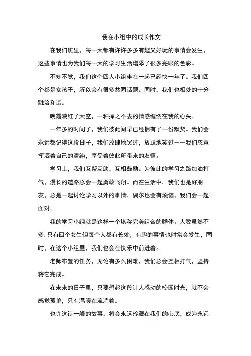 我在小组中的成长作文