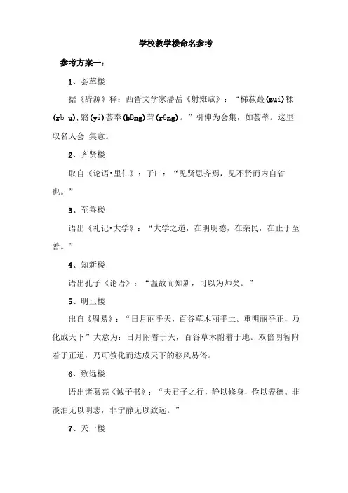 学校教学楼命名参考