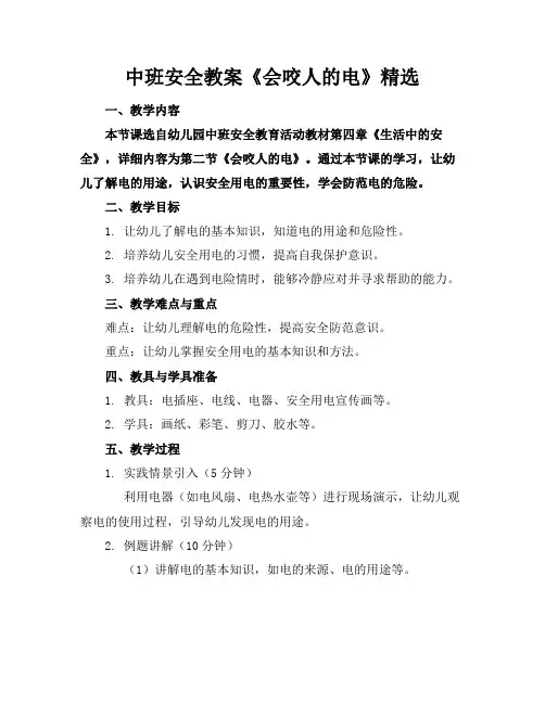 中班安全教案《会咬人的电》精选