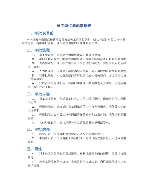 员工岗位调配审批表.