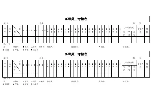 离职员工考勤表