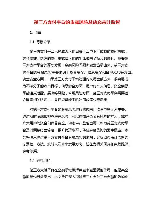 第三方支付平台的金融风险及动态审计监督