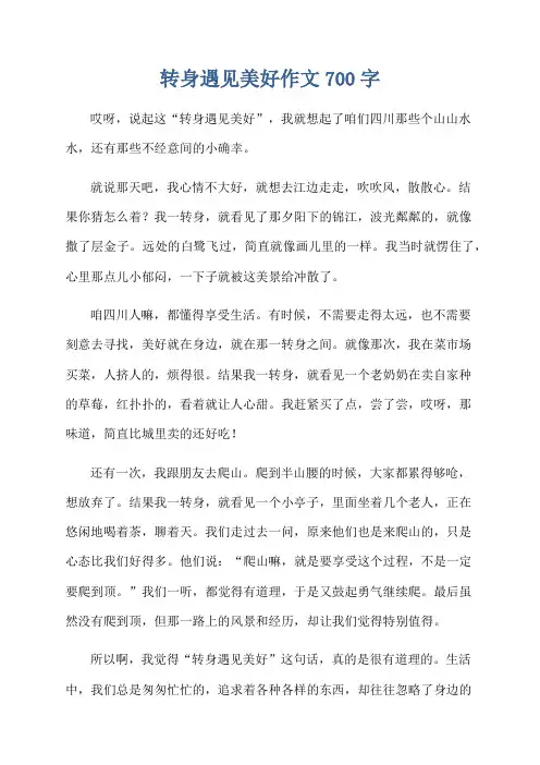 转身遇见美好作文700字