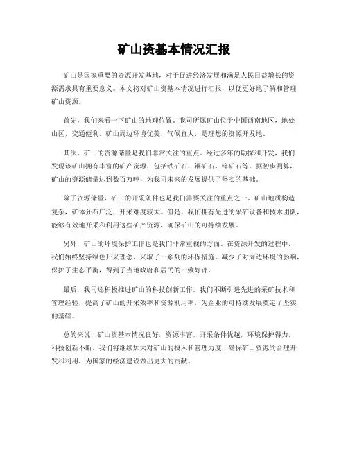 矿山资基本情况汇报