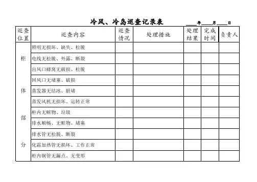 制冷设备巡查记录表
