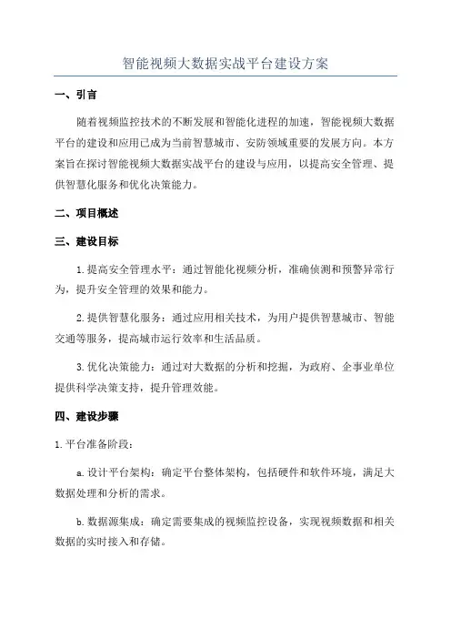 智能视频大数据实战平台建设方案