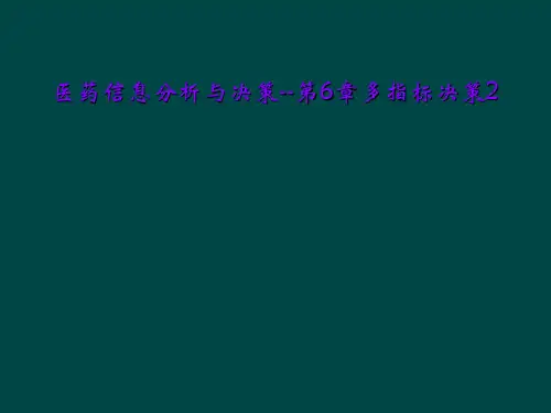 医药信息分析与决策--第6章多指标决策2