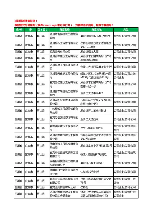 2020新版四川省宜宾市屏山县工程造价有限公司工商企业公司商家名录名单黄页联系方式大全236家