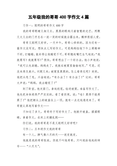 五年级我的哥哥400字作文4篇_作文
