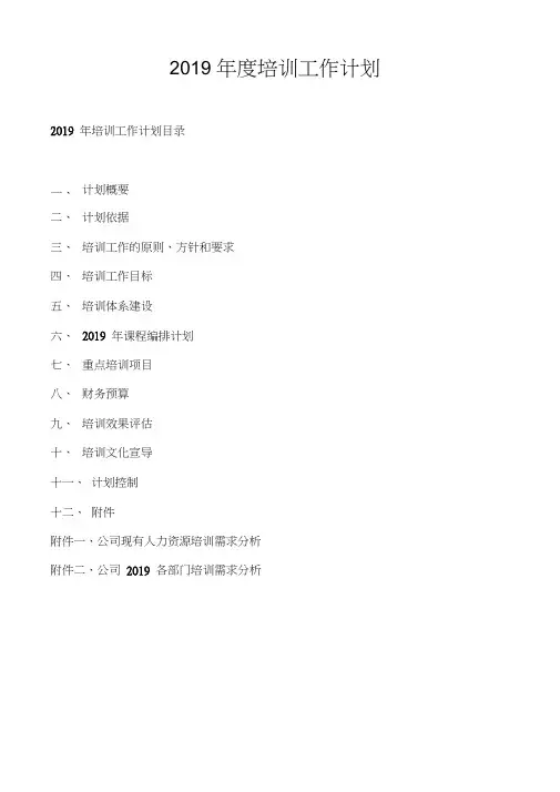 年度培训计划模板