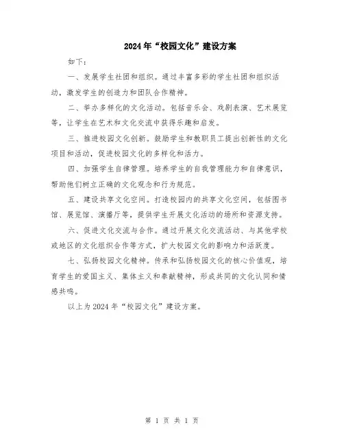 2024年“校园文化”建设方案