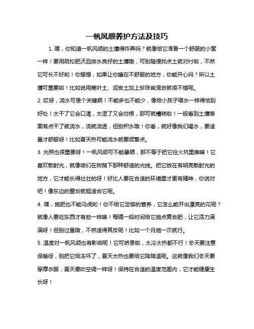 一帆风顺养护方法及技巧