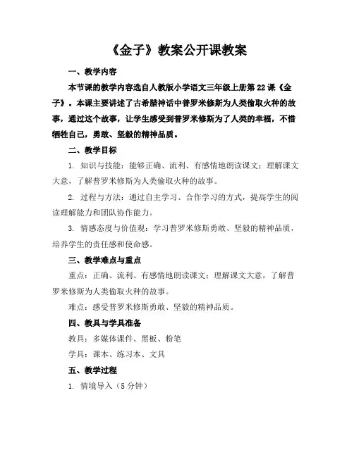 《金子》教案公开课教案