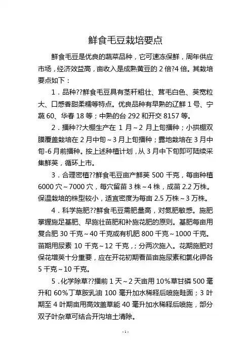 鲜食毛豆栽培要点