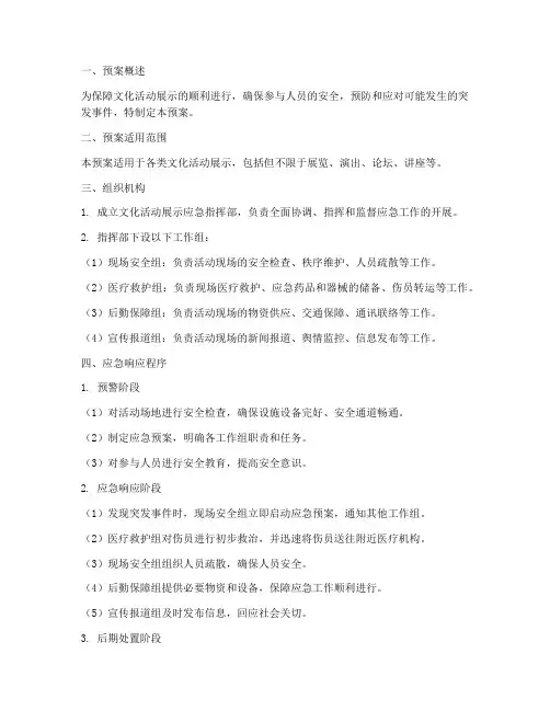 文化活动展示应急预案