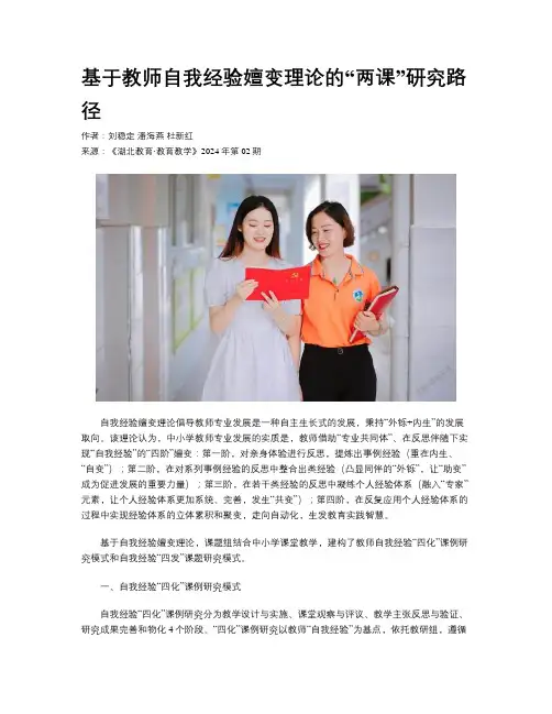 基于教师自我经验嬗变理论的“两课”研究路径