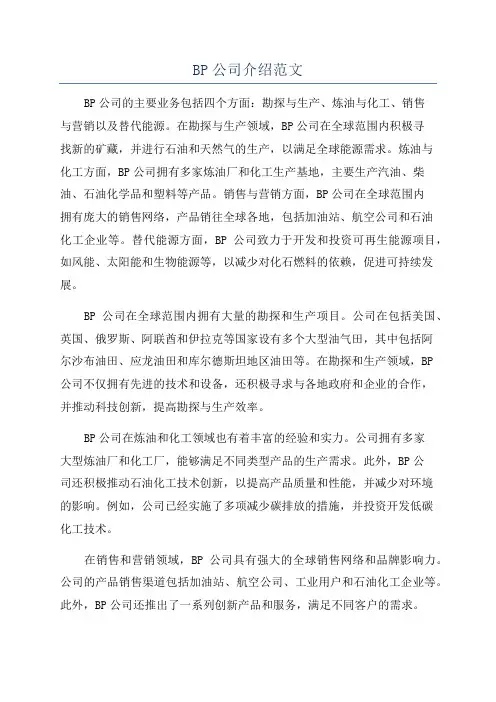 BP公司介绍范文