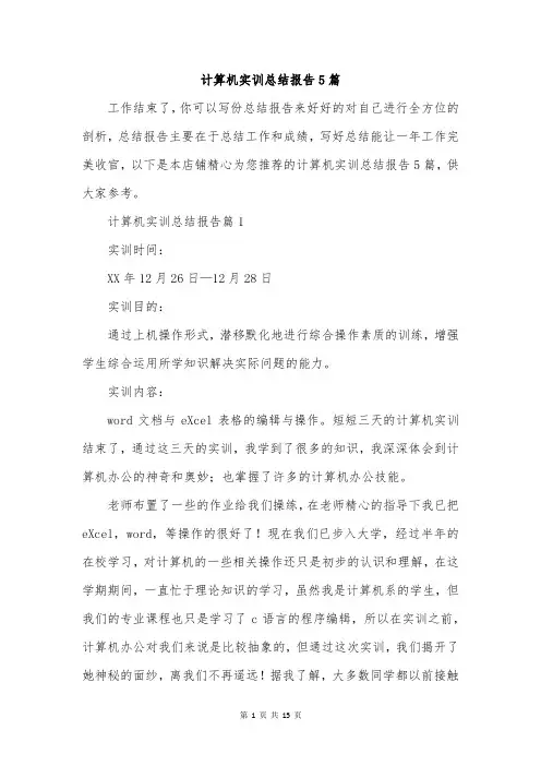 计算机实训总结报告5篇