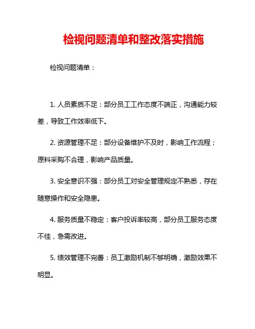 检视问题清单和整改落实措施