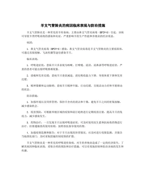 羊支气管肺炎的病因临床表现与防治措施
