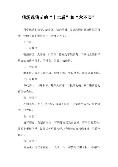 猪场选猪苗十二看和六不买